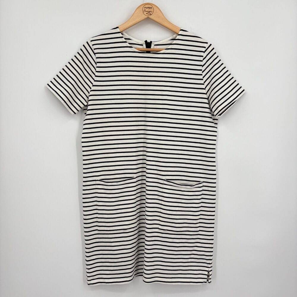 Chinti & Parker Black White Striped Sheath Dress Size Small, Nautical Resortwear